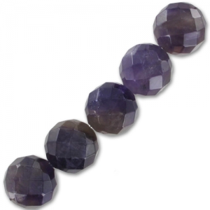 Perles Rondes facettées 10 mm en pierre gemme Amethyste grade A x5