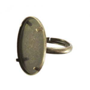 Bague serti cabochon fond plat 18x13 mm bronze x1