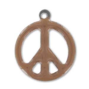 Breloques peace résine époxy 19 mm Marron x10