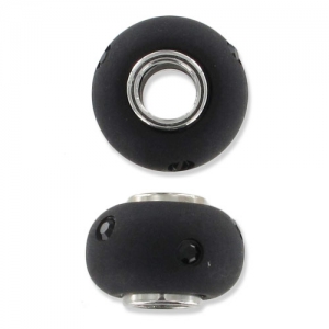 Perle strass Polaris à gros trou 14 mm Jet x1