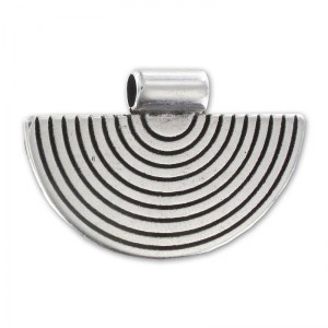 Pendentif demi-anneau 23x35 mm Placage Argent fin vieilli x1