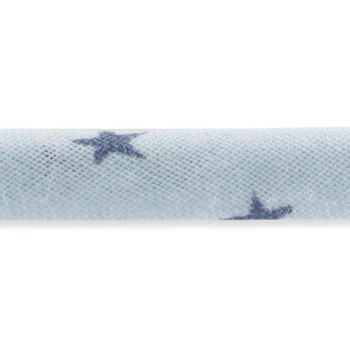 Cordon Spaghetti En Tissu étoiles 7 Mm Bleu Cielgris X 1m