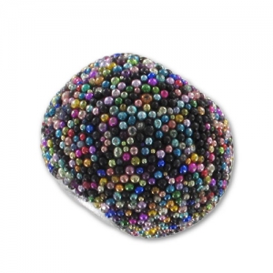 Perle ronde incrustée de perles 14 mm Multicolore x1
