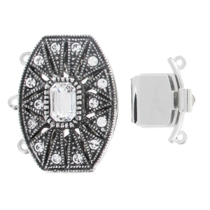 Fermoir 3 rangs 22 mm cabochon PureCrystal Crystal/argenté vieilli