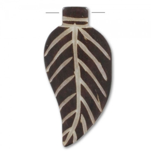 Pendentif feuille en os 44 mm Brun x1