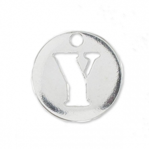 Breloque ronde lettre Y - 8.5 mm en Argent 925 x1