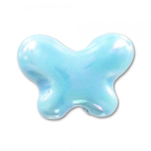 Papillon en céramique 12x15 mm Aqua irisé x1