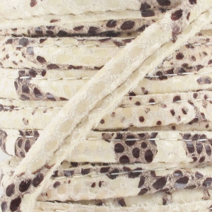 Cordon cuir surpiqué 4 mm Imitation Serpent Ivoire x1 m