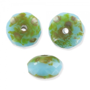 Donuts 7x4 mm Opaque Turquoise Travertin x25