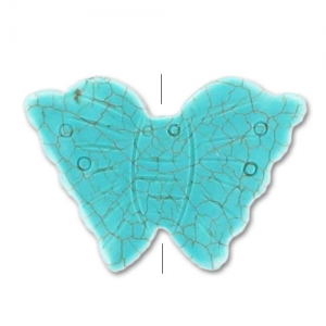 Perle papillon imitation Turquoise 25x35 mm x1