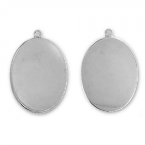 Serti pendentif pour cabochon fond plat 18x13 mm rhodié x1