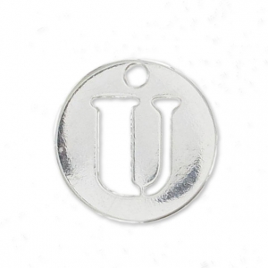 Breloque ronde lettre U - 8.5 mm en Argent 925 x1
