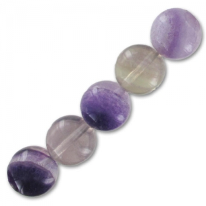 Perle Ronde 12 mm pierre gemme Fluorite x1