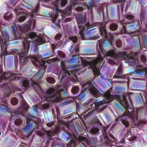 Miyuki Delica 8/0 Hex Cut DBLC0056 - Crystal AB Raspberry Lined x10g