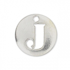 Breloque ronde lettre J - 8.5 mm en Argent 925 x1