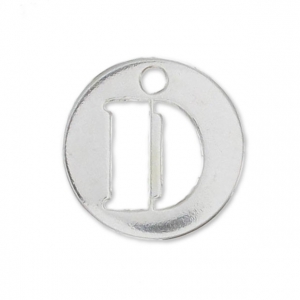 Breloque ronde lettre D - 8.5 mm en Argent 925 x1