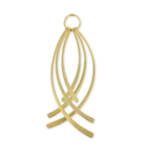 Pendentif breloques courbées 78 mm - Doré à l'or fin satiné x1