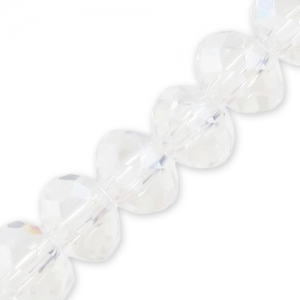Perles rondelles facettées - rondes aplaties -6x5 mm Crystal x42cm