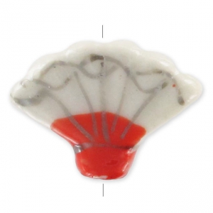 Eventail en céramique 19x14 mm Beige/Rouge x1