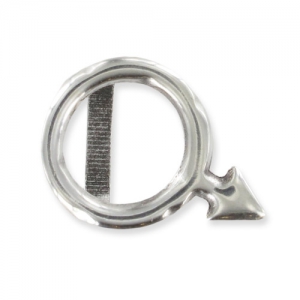 Poussoir symbole masculin pour cuir regaliz 18 mm Placage Argent fin vieilli x1