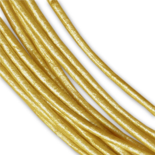 Cordon Cuir Tressé Rond 5mm Doré - 5m Pour Création Bijoux & Accessoires