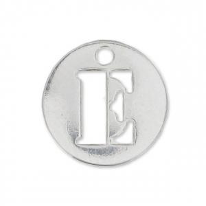 Breloque ronde lettre E - 8.5 mm en Argent 925 x1