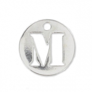 Breloque ronde lettre M - 8.5 mm en Argent 925 x1