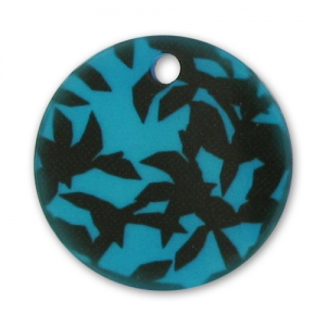 Sequin imprimé 22 mm Noir/Blue x1