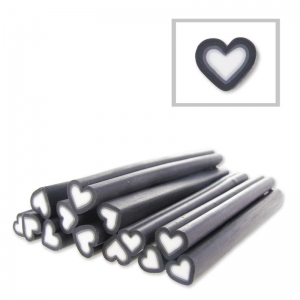 Cane en pâte polymère 5x50 mm Coeur Gris Anthracite x1