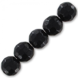 Perles Rondes facettées 6 mm en pierre gemme Onyx Noir x15