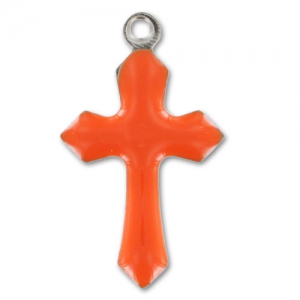 Breloques croix résine époxy 21,5 mm Orange x10