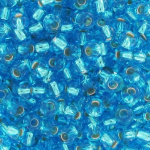 Perles rocailles Preciosa 11/0 2 mm - Aquamarine Silver Lined x20g
