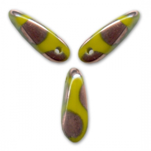 Dagues en verre 3x11 mm Opaque Olivine Spot Capri Gold x50