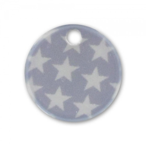 Sequin imprimé 15 mm étoiles Gris/Blanc x1