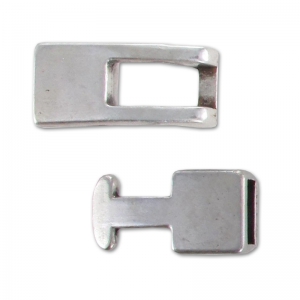 Fermoir rectangulaire crochet pour lacet 5 mm Placage Argent fin vieilli x1