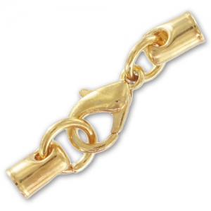 Fermoir mousqueton 12 mm attache cordon 3 mm Doré à l'or fin x1