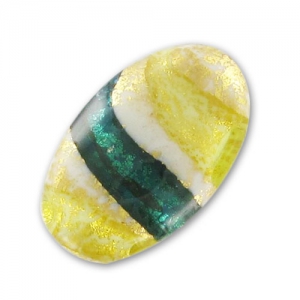 Olive Murano 24x15 mm feuille d'or Lira Aqua x1