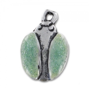Breloque coccinelle résine époxy 16 mm vert turquoise pailleté x1