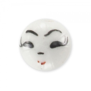 Ronde en céramique 10 mm Visage Blanc x1