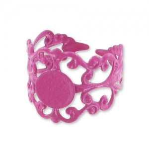 Bague baroque légère plateau 8 mm Fuchsia x1