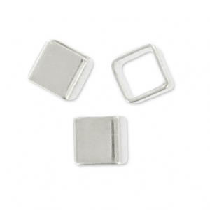 Perle tube carré 2.5 mm rhodié x10