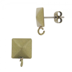 Clous d'oreilles carré 8 mm bronze x2