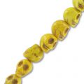 Perle Tête de mort en Howlite teintée 18 mm Jaune x1