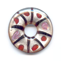Lot De 10 Perles Breloques Donuts En Nacre - 15mm, Couleurs Rouge/rose/fuchsia, Fait Main