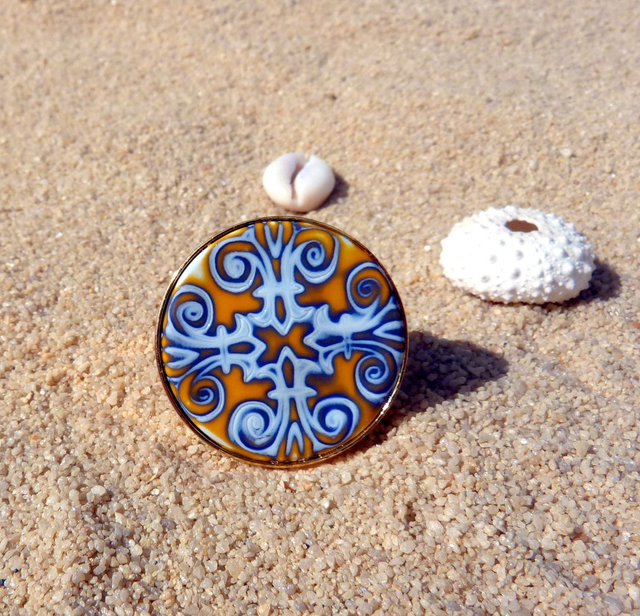 Schéma Créer une bague en pâte polymère aux motifs azulejos Schéma Créer une bague en pâte polymère aux motifs azulejos