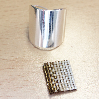 Bagues tissage de perles rectangle Miyuki : Etape 14 Bagues tissage de perles rectangle Miyuki : Etape 14