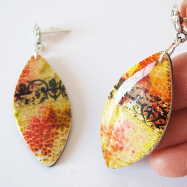 Boucles D'oreilles Artisanales En Pâte Polymère Et Bois Jaune - Pohème Et Moti - Neuf Avec étiquettes