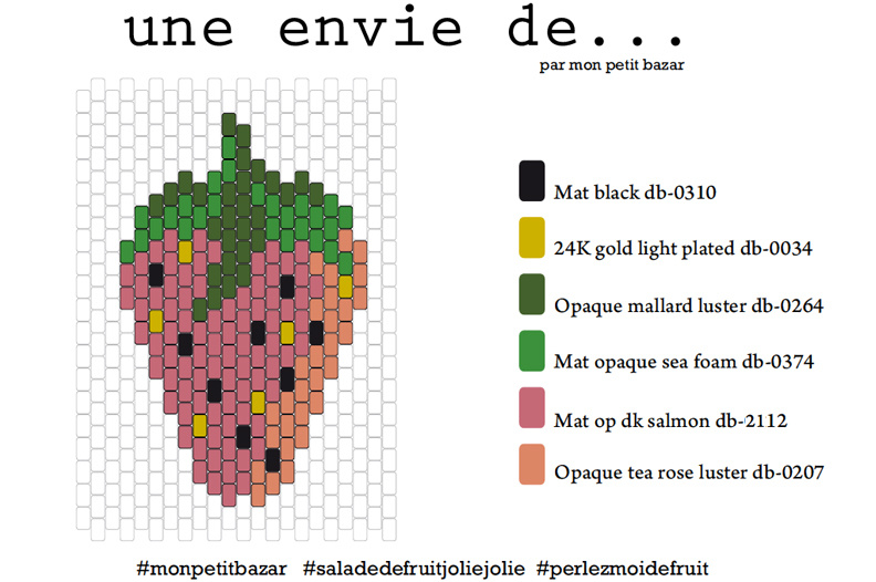 Assortiment de Pin's tranches de fruits en tissage de perles Miyuki : Etape 11 Assortiment de Pin's tranches de fruits en tissage de perles Miyuki : Etape 11