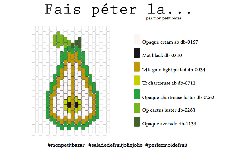 Assortiment de Pin's tranches de fruits en tissage de perles Miyuki : Etape 5 Assortiment de Pin's tranches de fruits en tissage de perles Miyuki : Etape 5