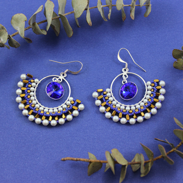 Schéma Créoles tissées perles nacrées PureCrystal mini-hématites